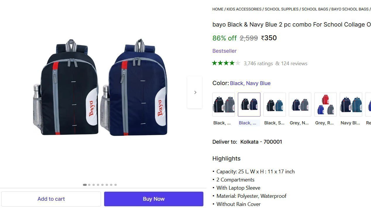 Pack Of 2 25 L Laptop Backpack 350