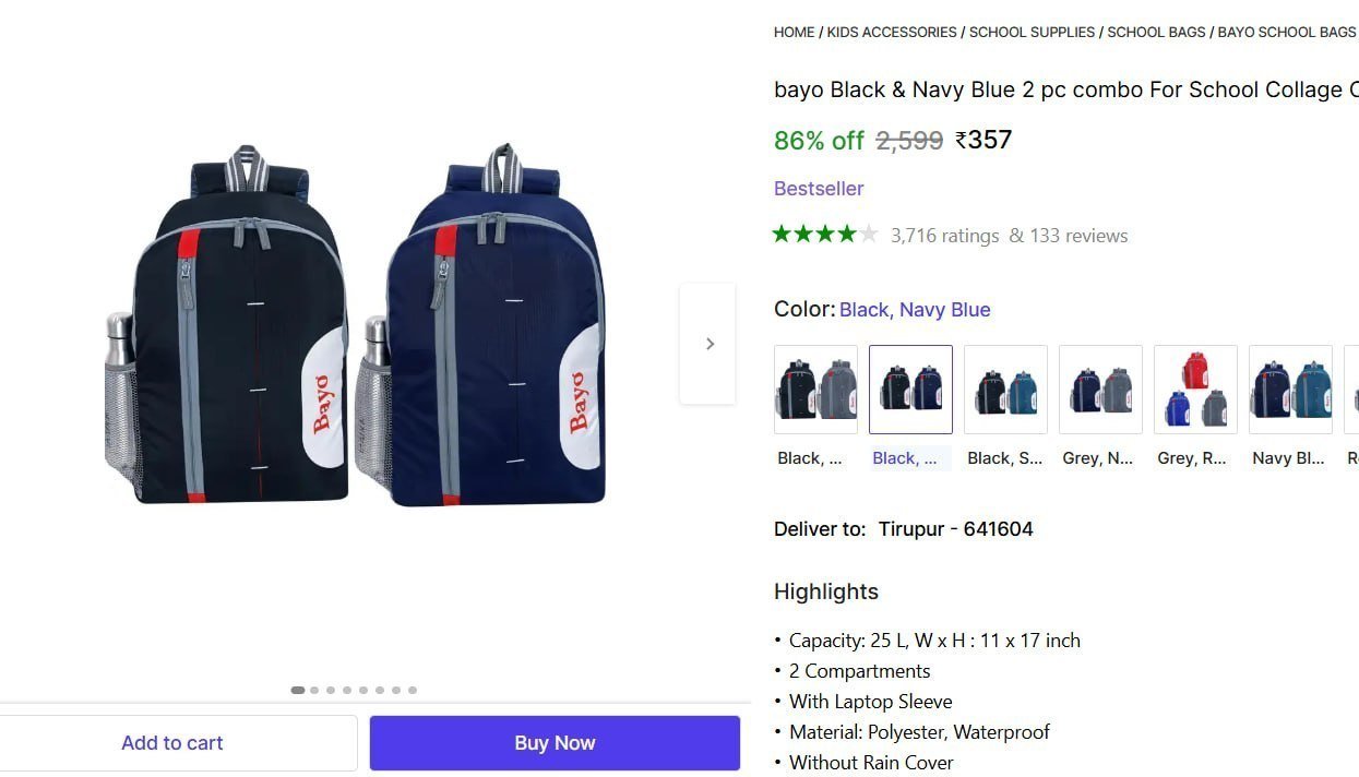 Pack Of 2 25 L Laptop Backpack 357