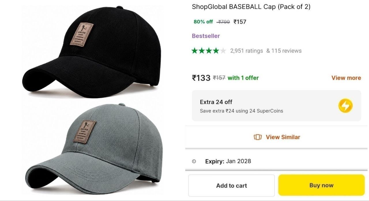 Pack Of 2 Cap At 157