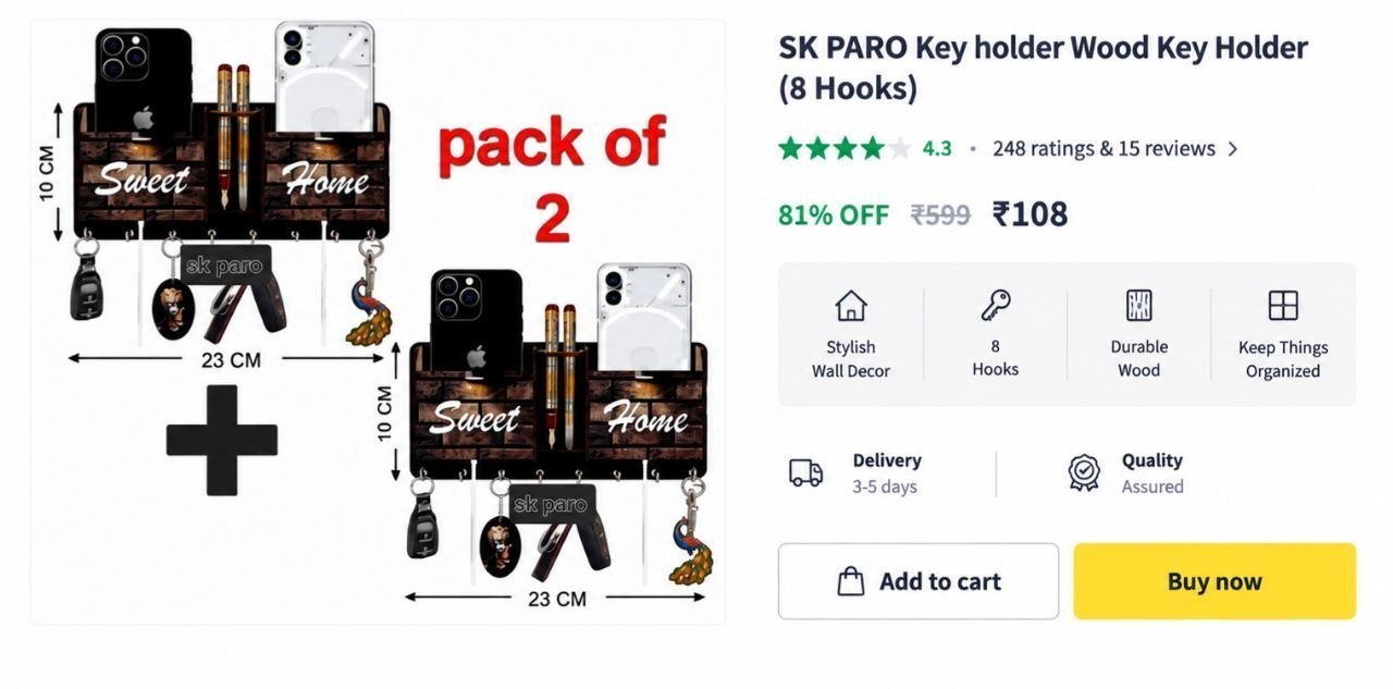 Pack Of 2 Key Holder 108