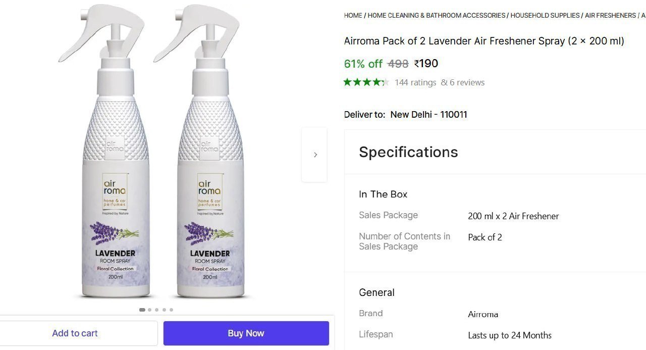 Pack Of 2 Lavender Air Freshener Spray (2 X 2