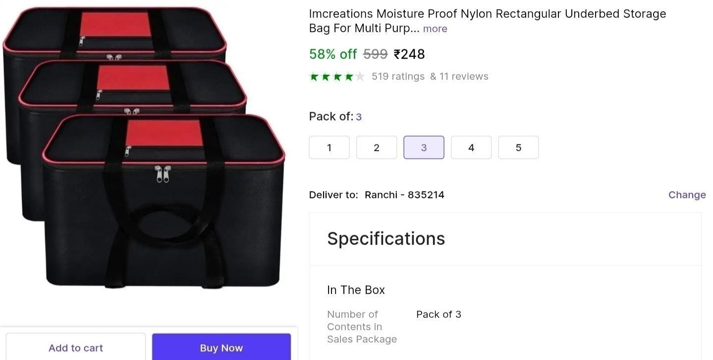 Pack Of 3 Storage Bag At 248