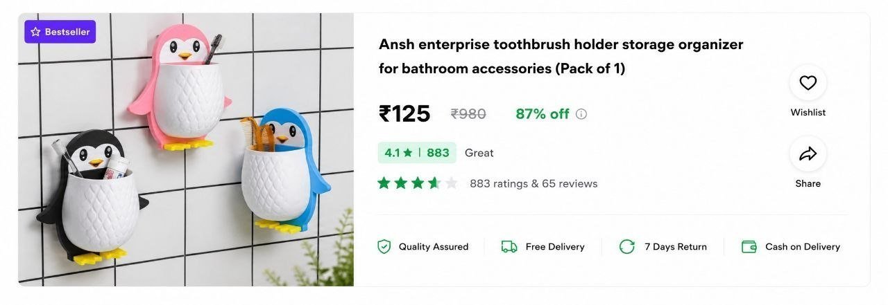 Pack Of 3 Toothbrush Holder At 125