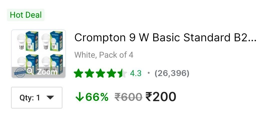 Pack Of 4 Led Bulb At 200