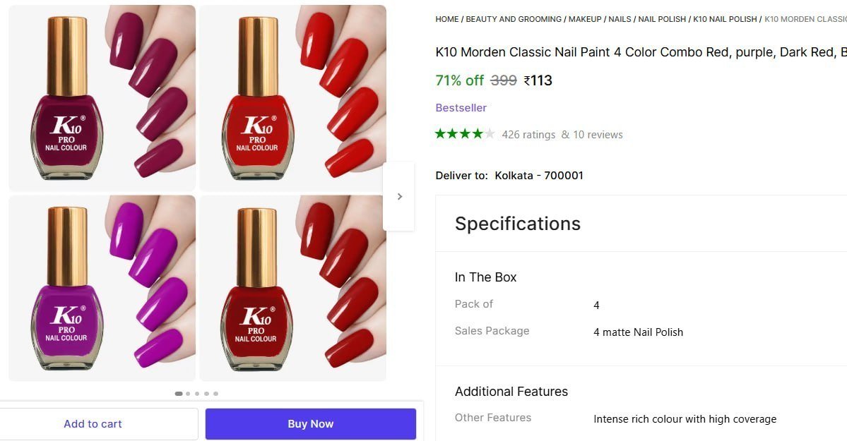 Pack Of 4 Nail Polish At 113