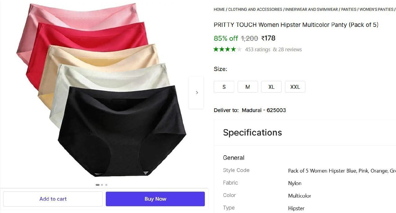 (pack Of 5) Women Hipster Panty 178