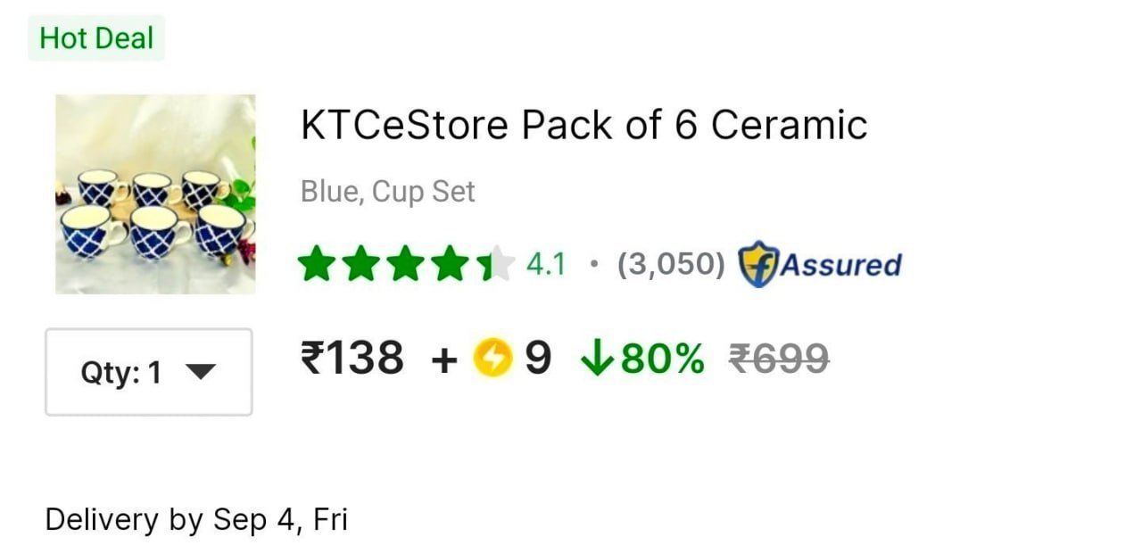 Pack Of 6 Ceramic Cup 138 Sc