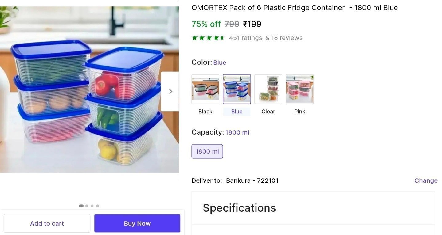 Pack Of 6 Fridge Container At 199