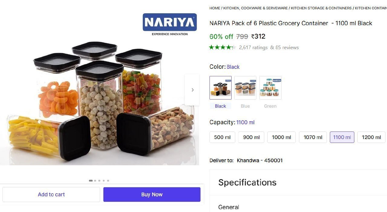 Pack Of 6 Grocery Container At 312 Each 1100m