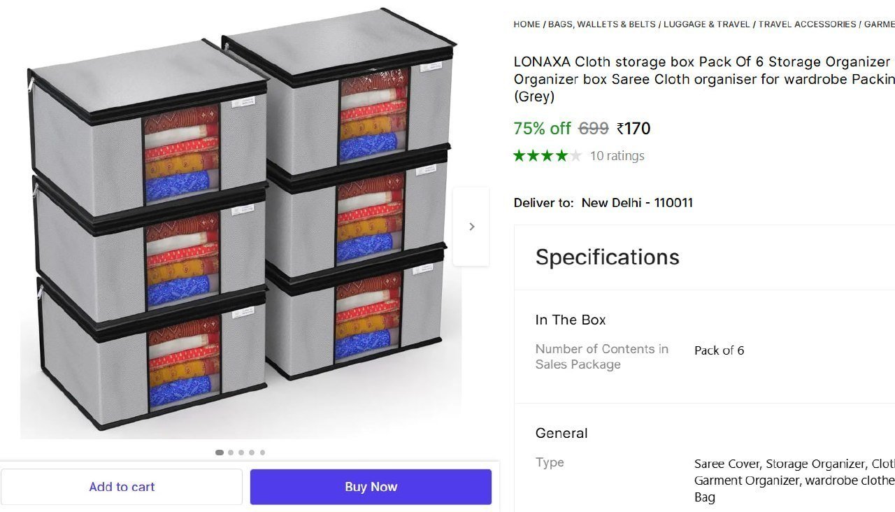 Pack Of 6 Storage Organizer 170