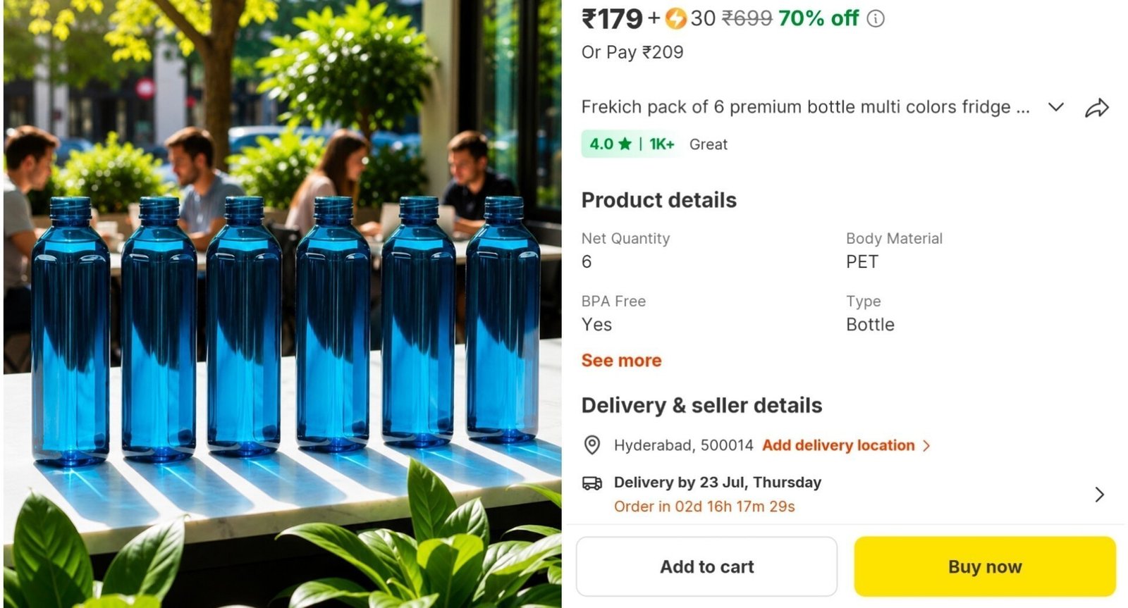 Pack Of 6 Water Bottle 209224