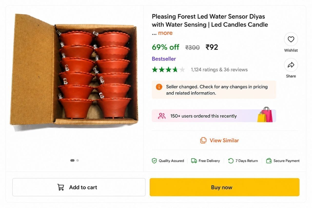 Pack Of 6 Water Sensing Led Diya 92