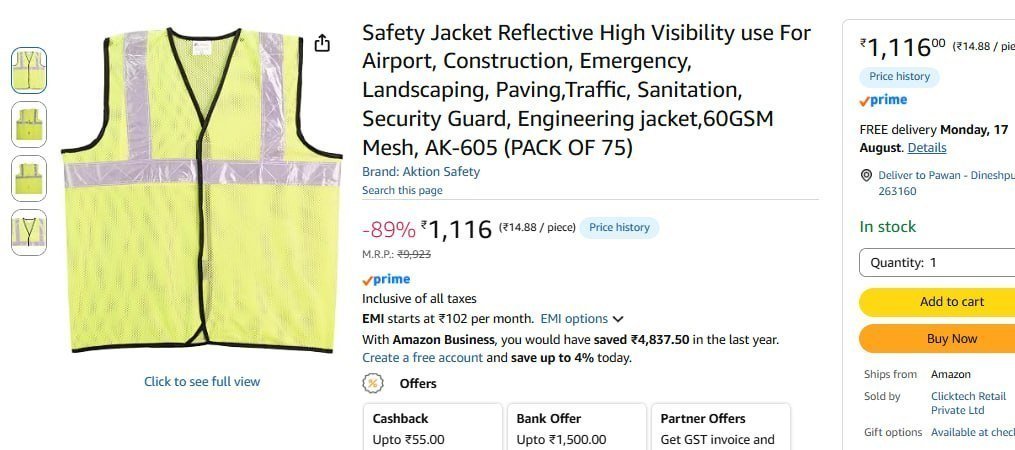 Pack Of 75 Safety Jacket