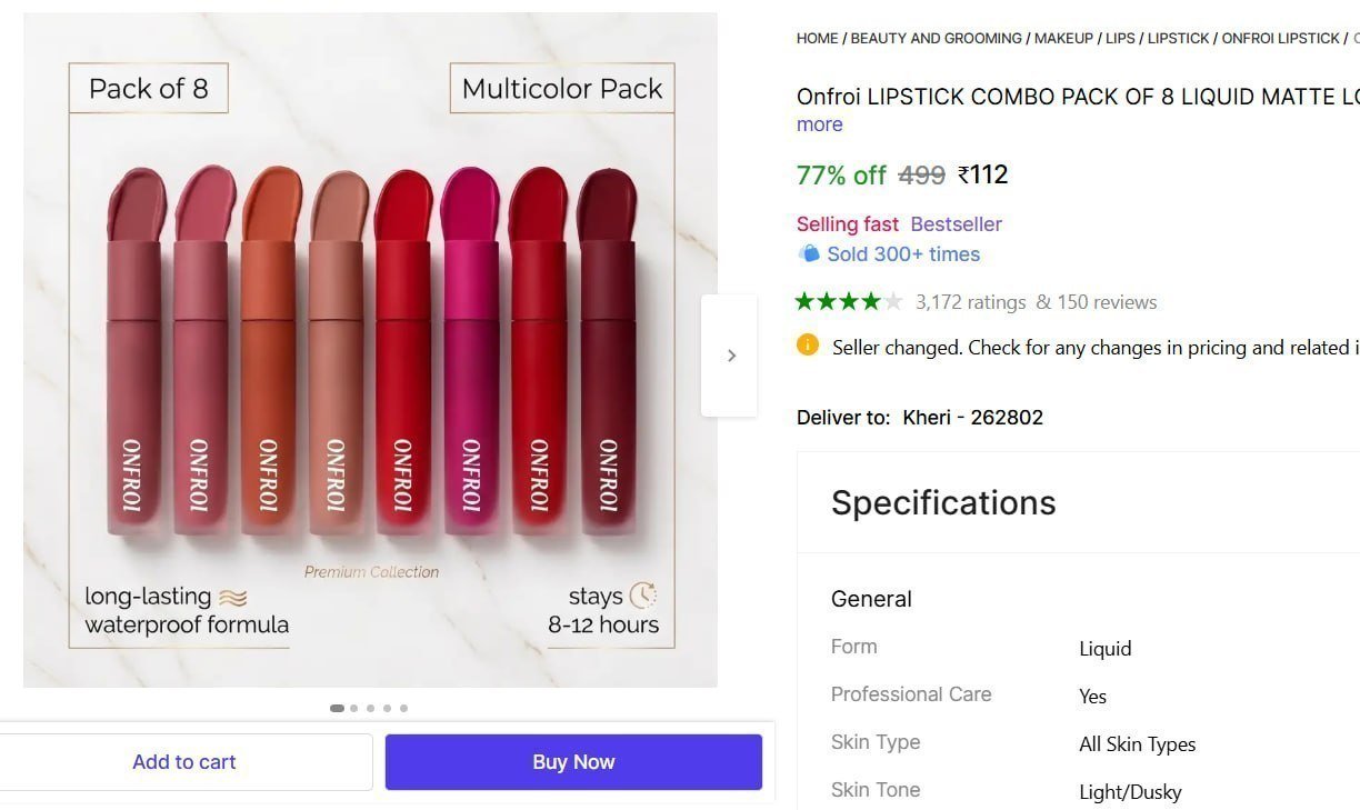 Pack Of 8 Liquid Lipstick 112