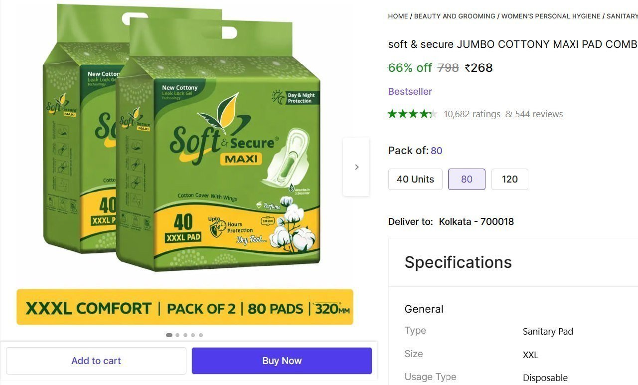 Pack Of 80 Sanitary Pad 268