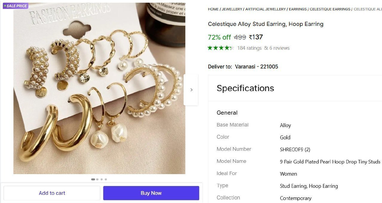 Pair Gold Plated Earrings 137