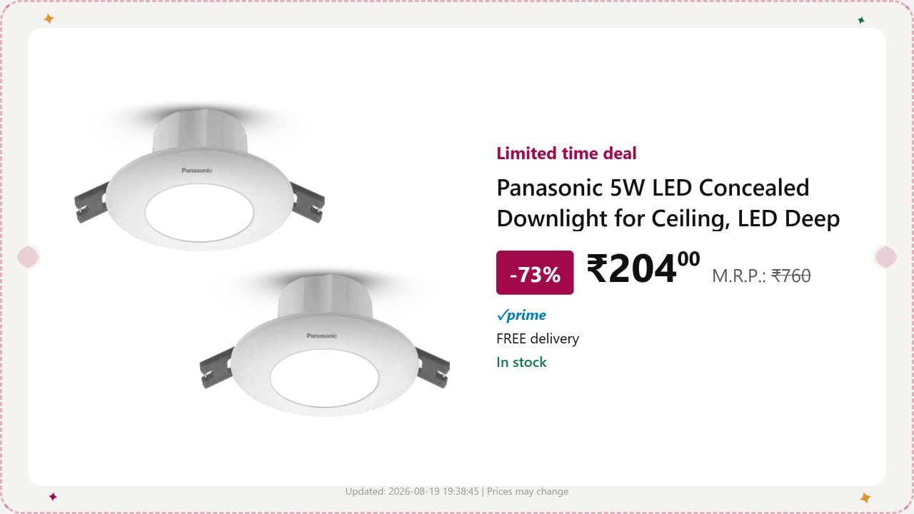 Panasonic 5w Led Concealed Downlight Pack Of 2 204