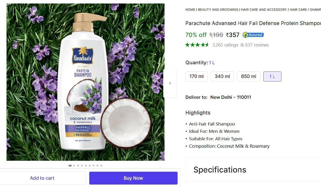 Parachute Advansed Hair Fall Defense Protein 