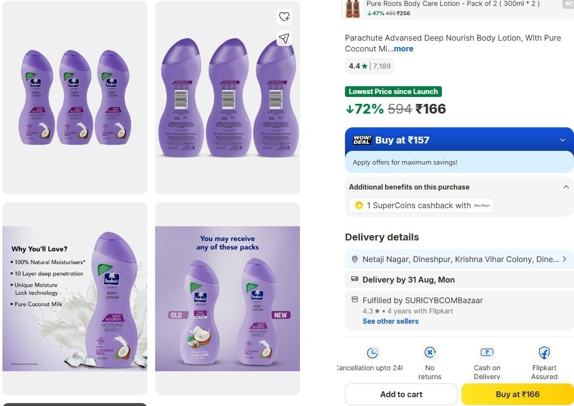 Parachute Body Lotion (250ml X 3) 166