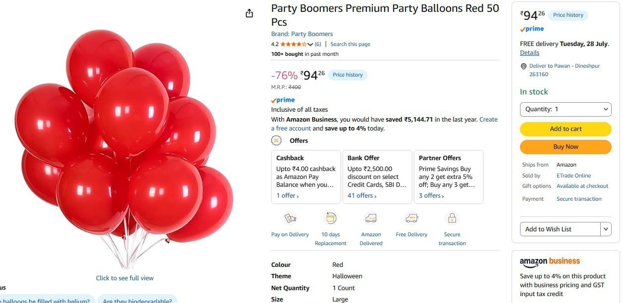 Party Balloons Red 50 Pcs 94