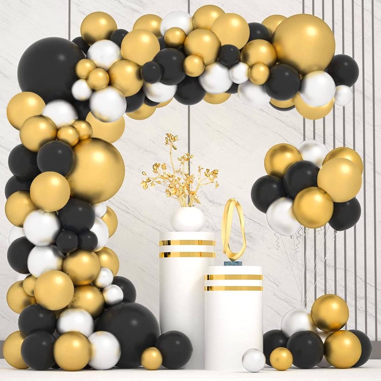 Party Propz Black And Golden Balloons - Pack 