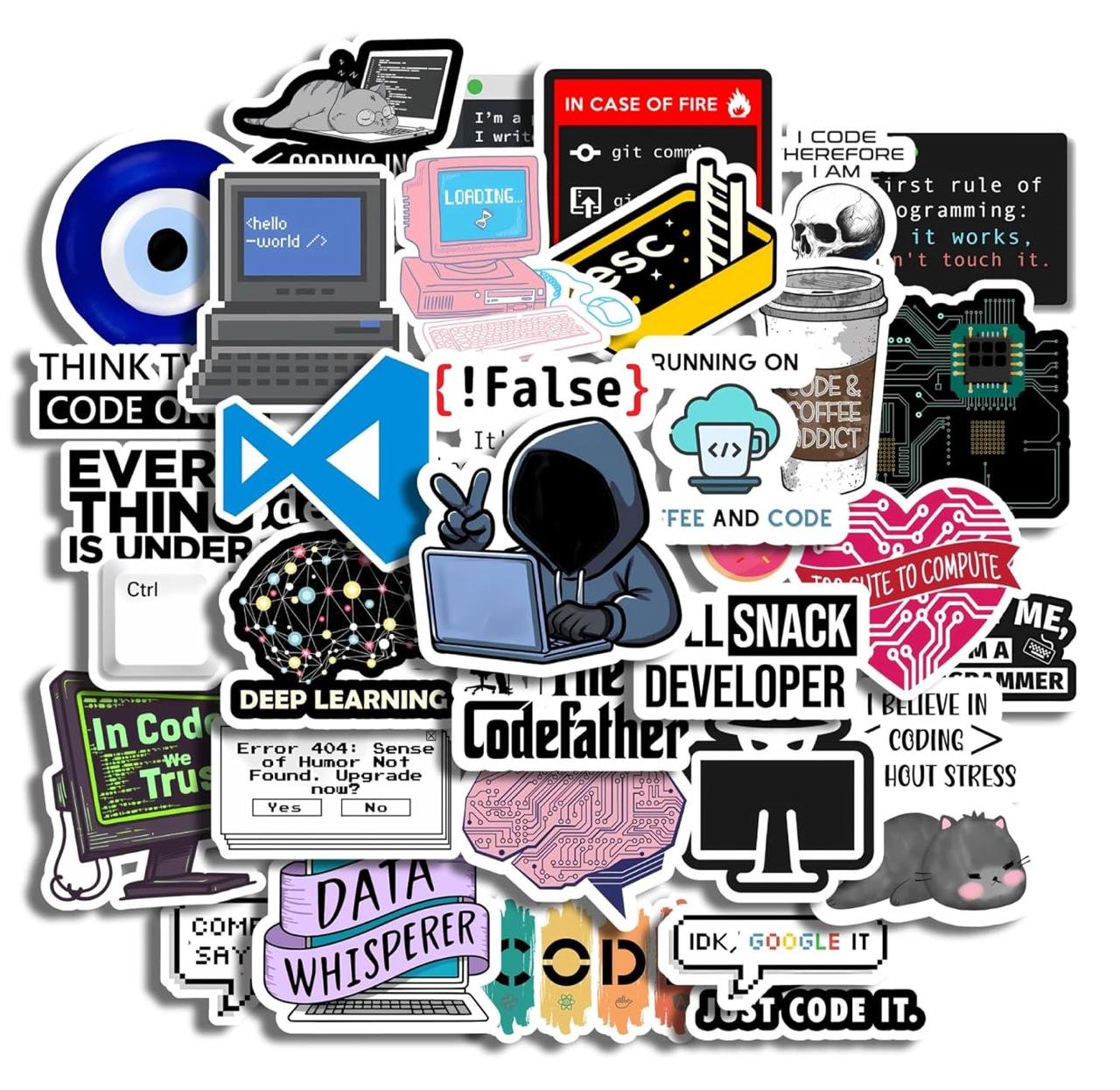 Pcs Coding Stickers For Programmers Laminated
