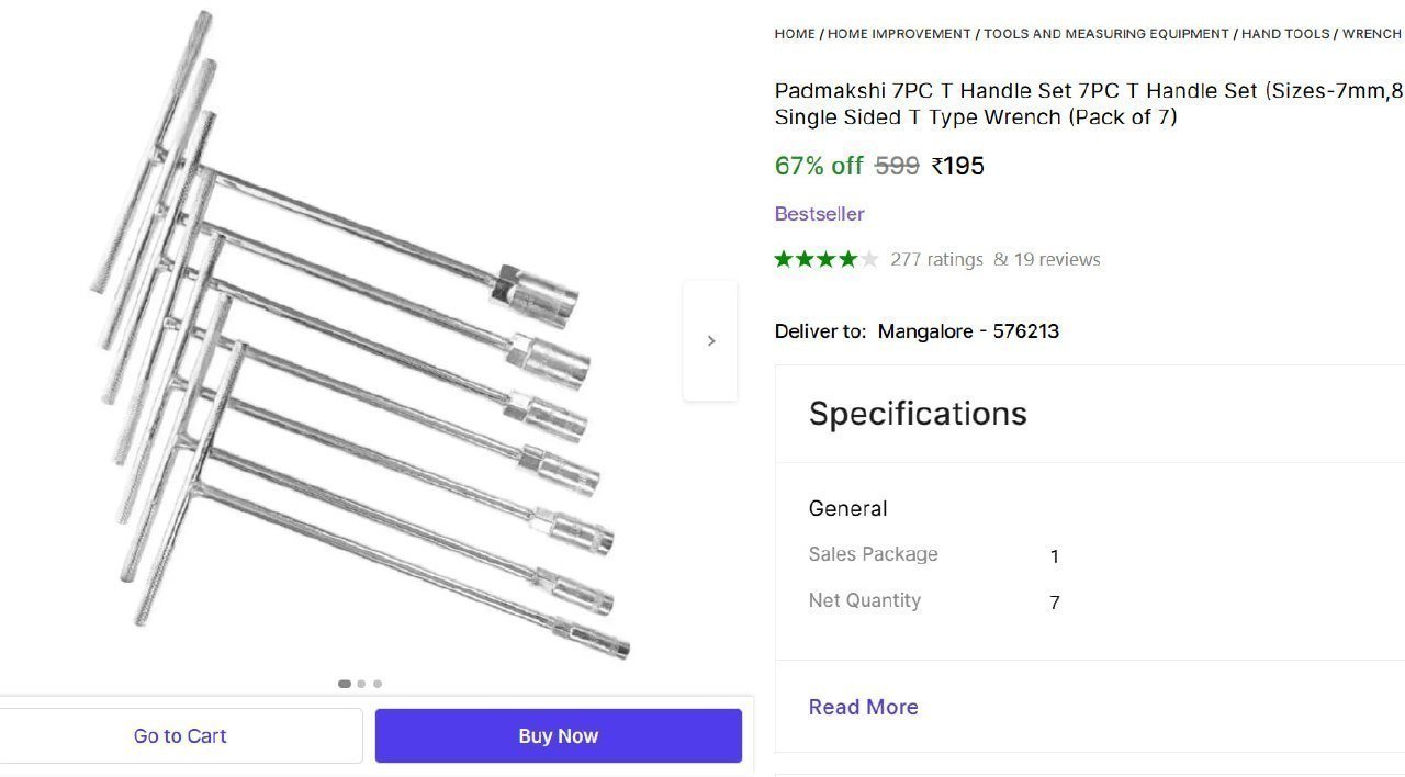 Pcs T Handle Set 195