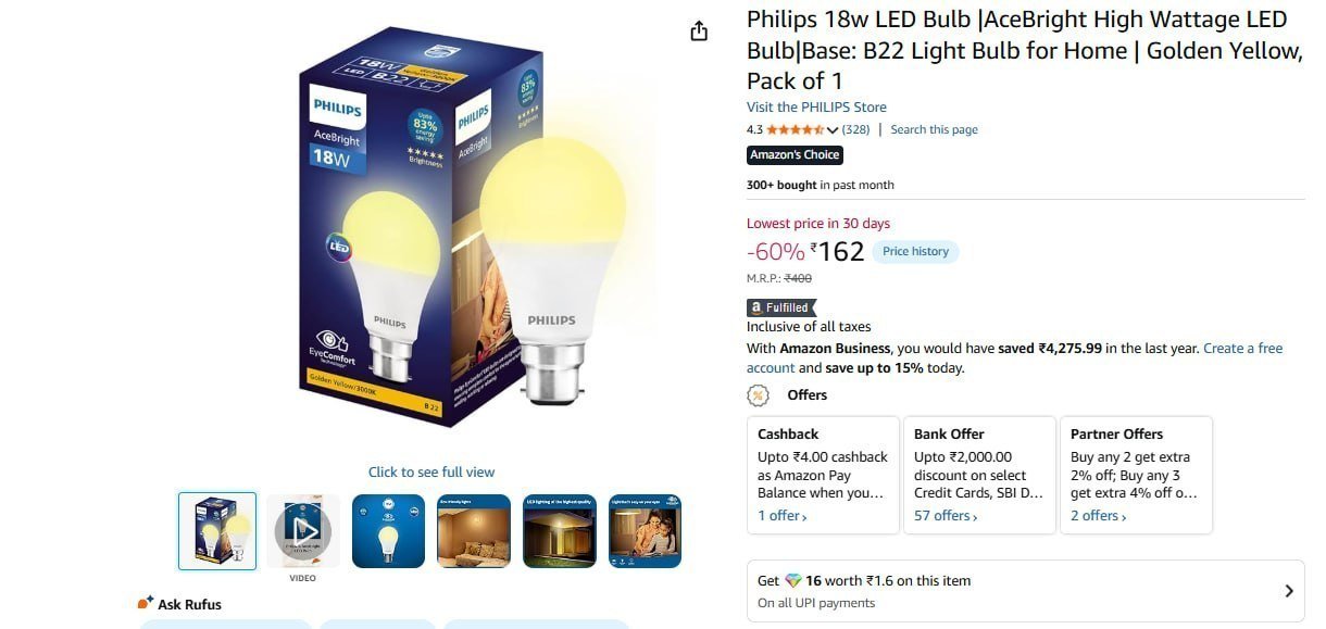 Philips 18w Led Bulb 162