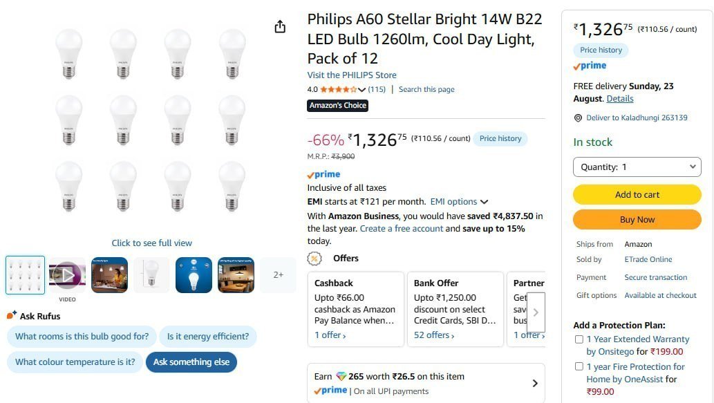 Philips A60 Stellar Bright 14w B22 Led Bulb (pack 