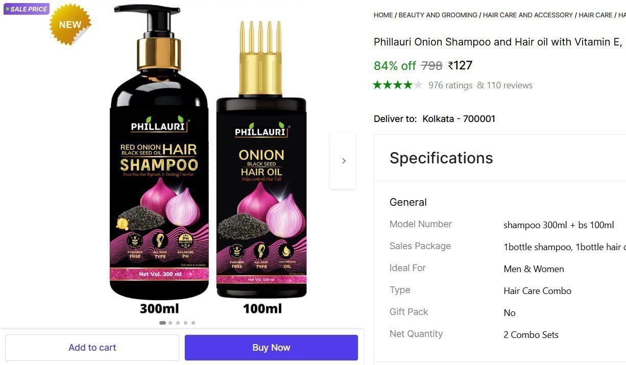 Phillauri Onion Shampoo And Hair Oil 127