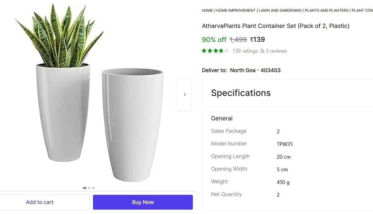 Plant Container Set (pack Of 2 Plastic) 139