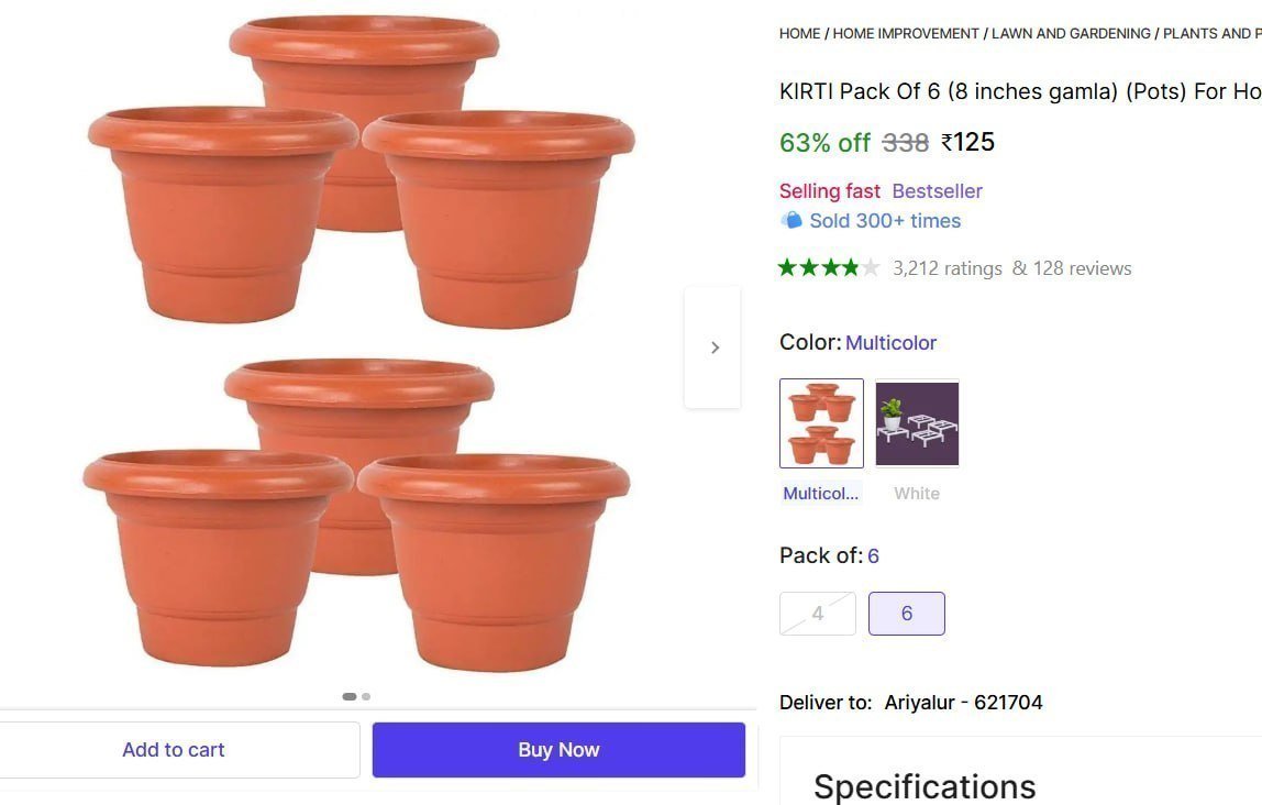 Plant Container Set (pack Of 6 Plastic) 125