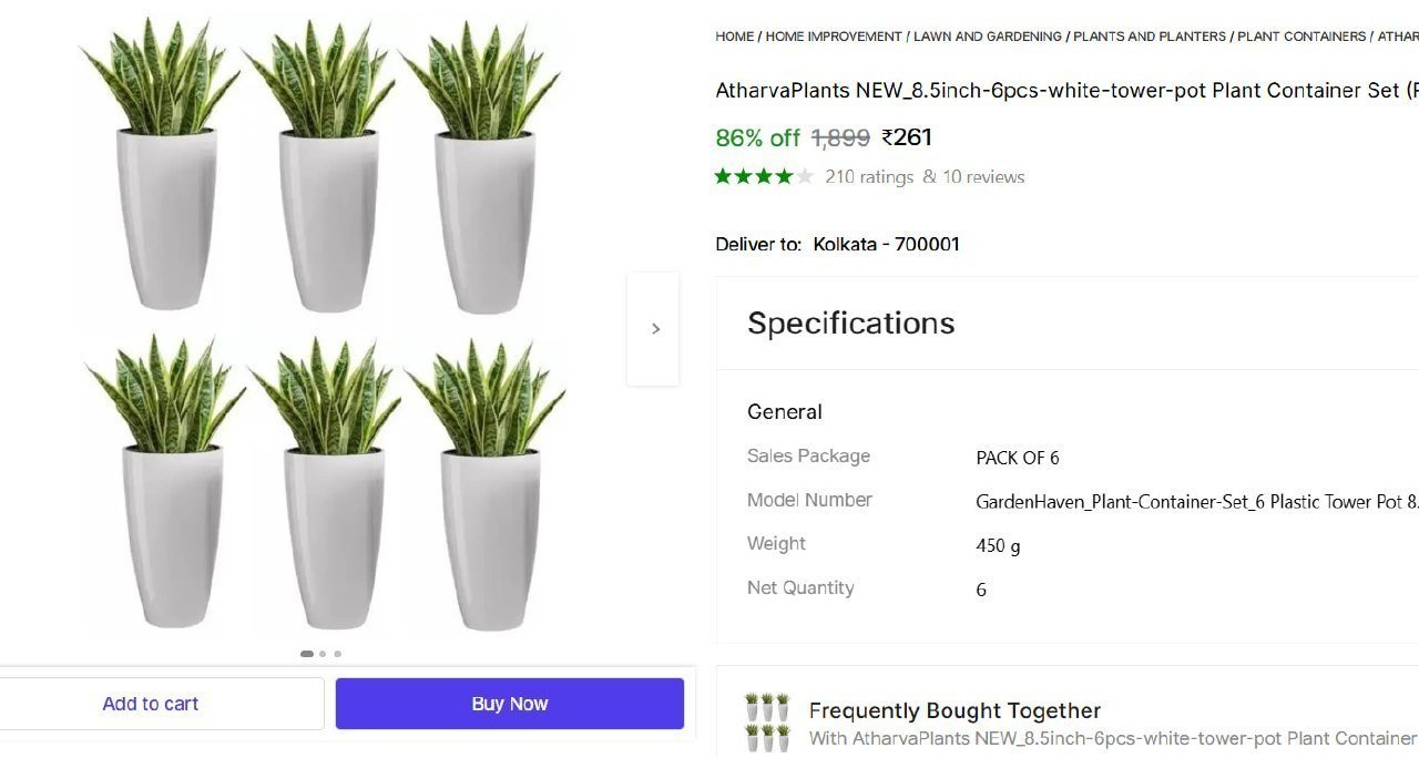 Plant Container Set (pack Of 6 Plastic) 261