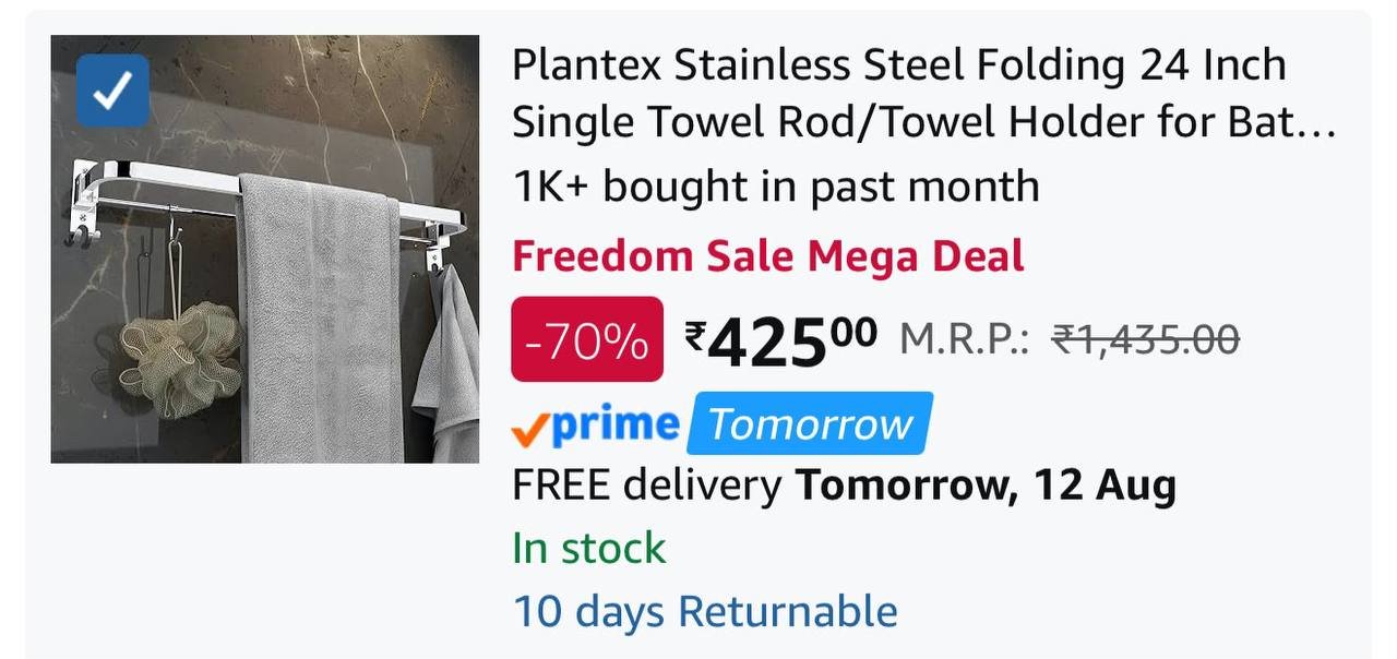 Plantex Stainless Steel Folding 24 Inch Singl