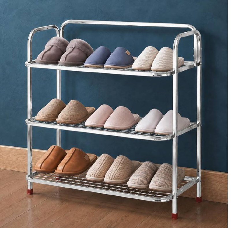Plantex Stainless Steel Shoe Rack For Home 3 Tier 