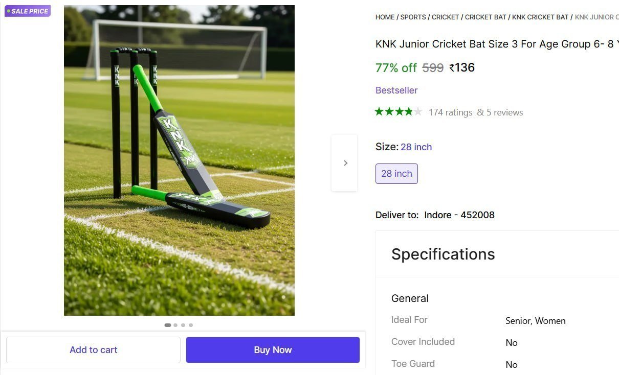 Plastic Cricket Bat 136