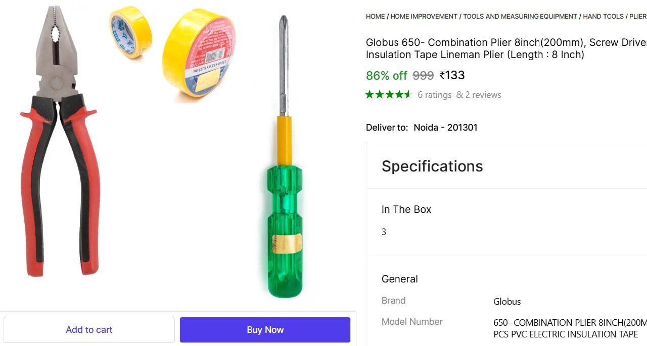 Plier Screw Driver 2 Pcs Pvc Electric Insulat