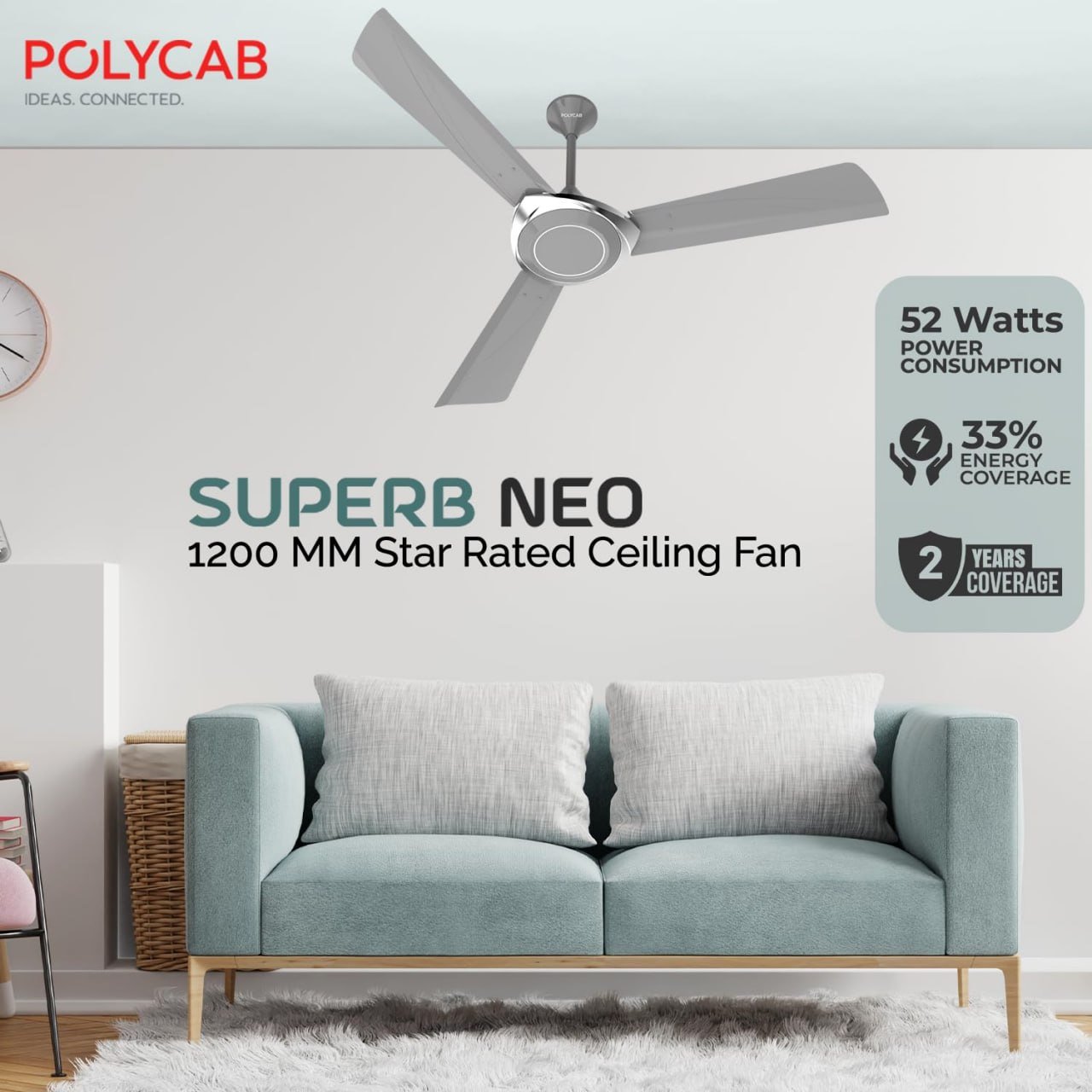 Polycab Superb Neo Star Rated 1200mm Ceiling Fan 1