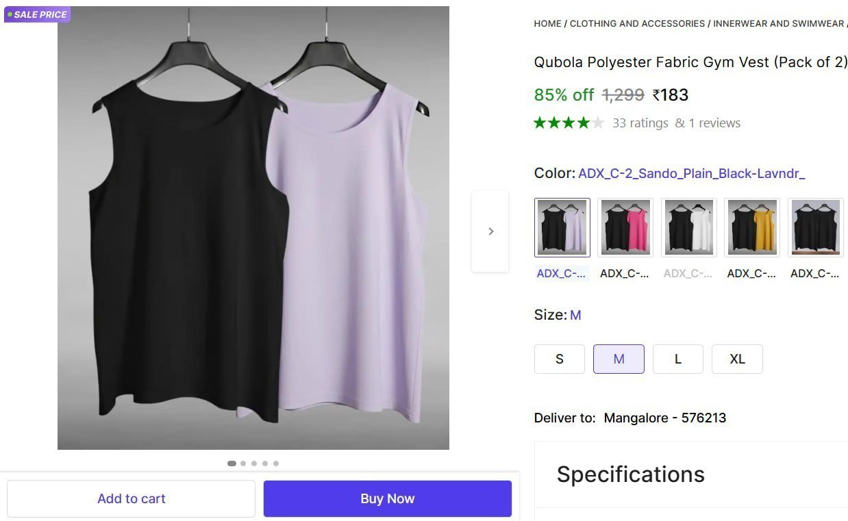 Polyester Fabric Gym Vest (pack Of 2) 183