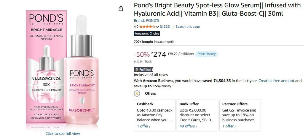 Pond Bright Beauty Glow Serum 274