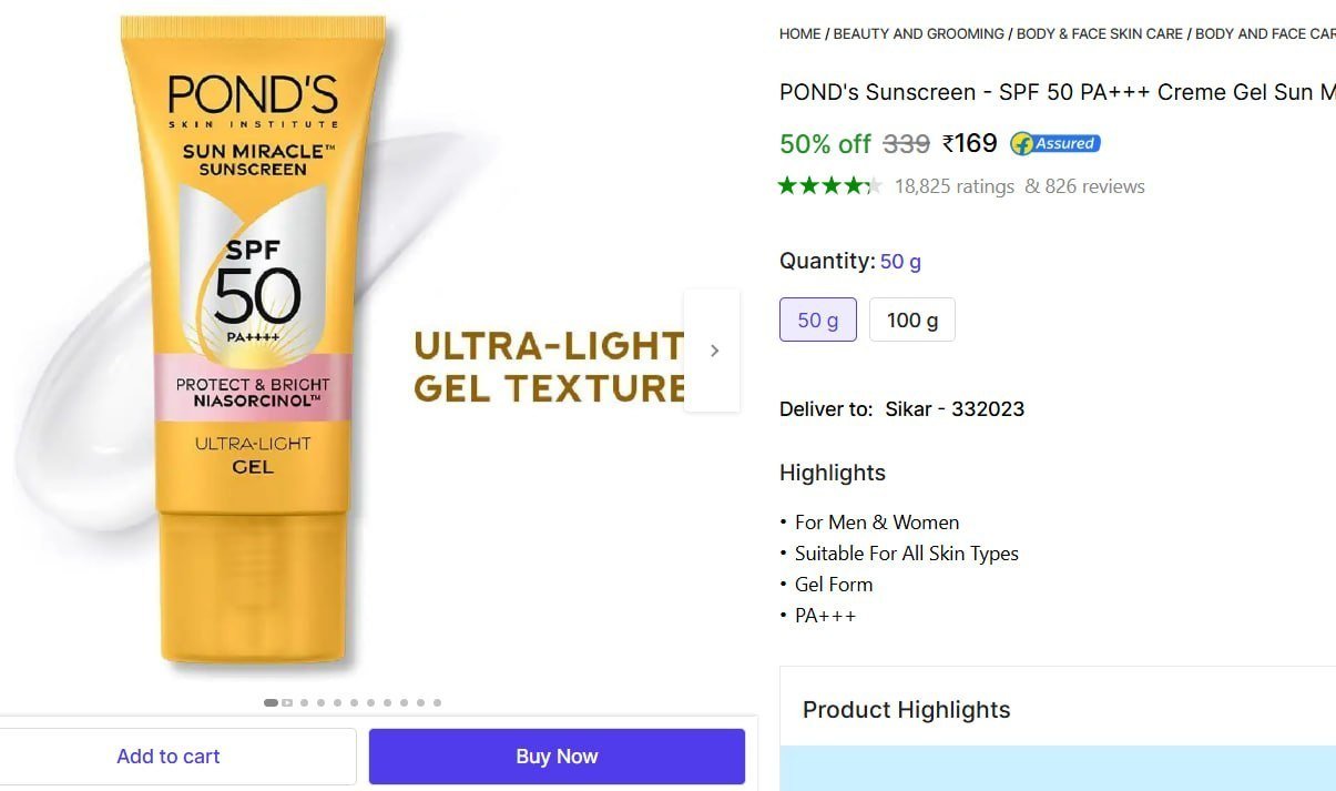 Pond S Sunscreen - Spf 50 Pa (50 G) 169