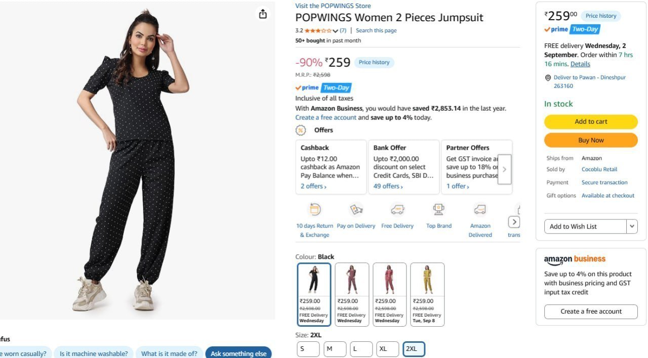 Popwings Women 2 Pieces Jumpsuit 259