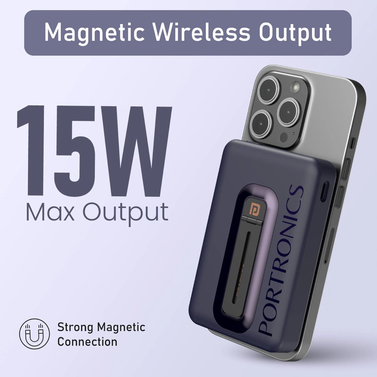 Portronics 10000 Mah 20 W Wired Wireless With Magsafe Compact Pocket Size