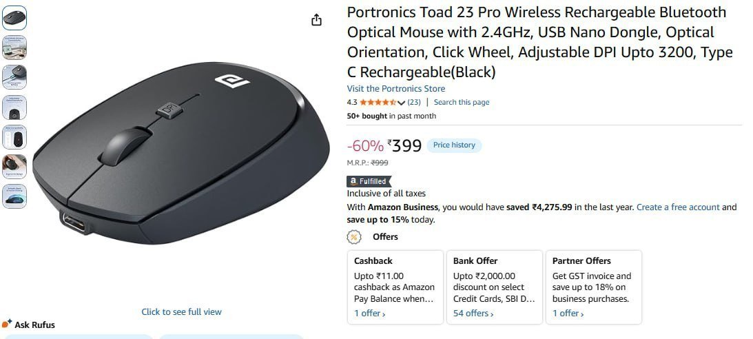 Portronics Wireless Rechargeable Bluetooth Mo