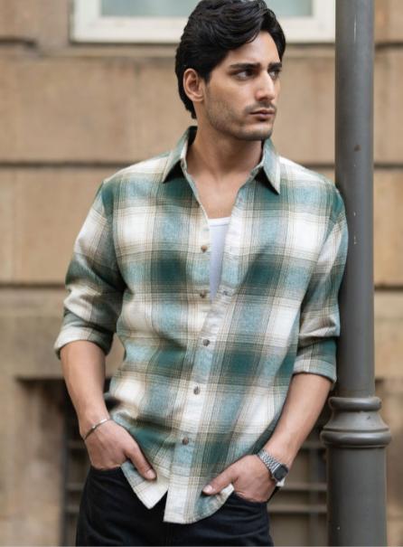 Powerlook Men Tartan Checks Checked Casual Sh