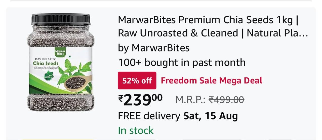 Premium Chia Seeds 1kg At 239 Buy Max Quantity