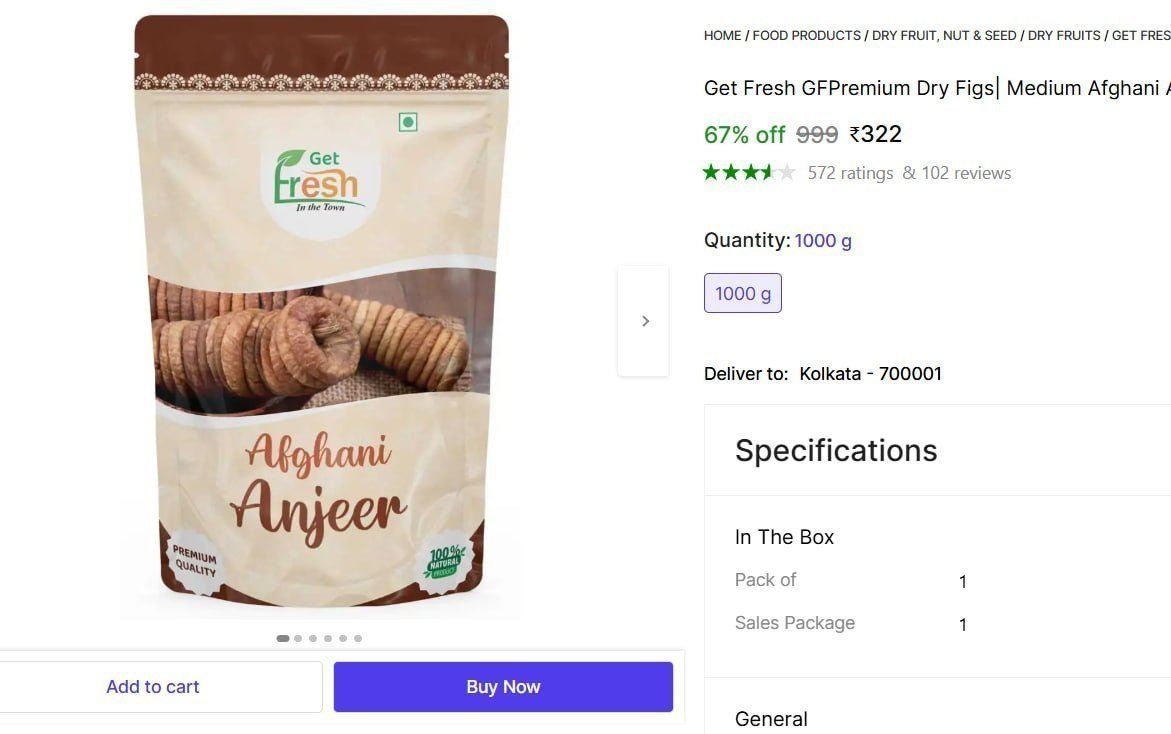 Premium Dry Figs (1 X 1000 G) 322