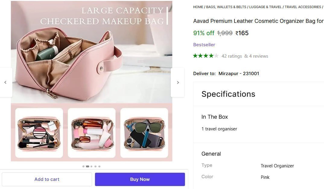 Premium Leather Cosmetic Organizer Bag 165