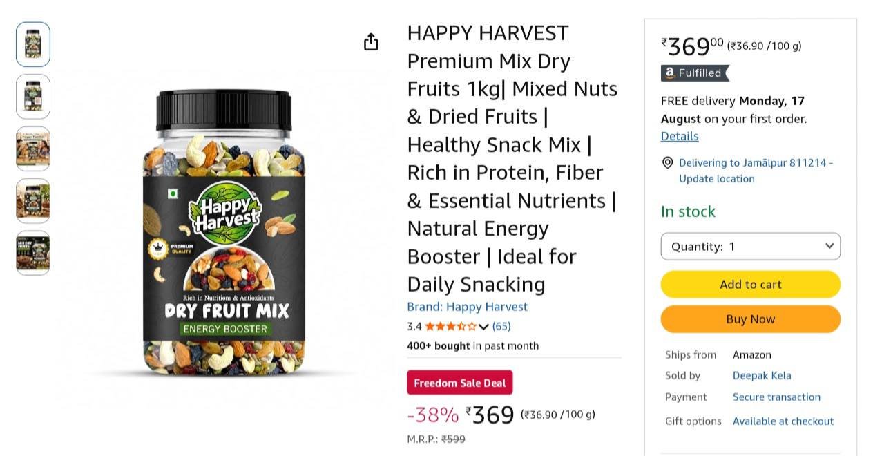 Premium Mix Dry Fruits 1kg At 369 Buy Max Quantity