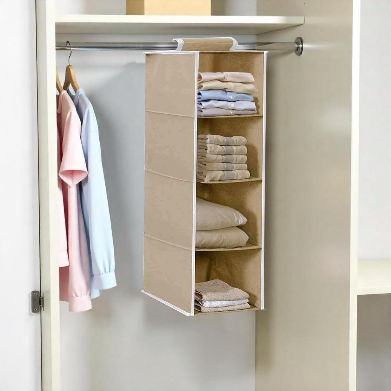 Prettykrafts 4-shelf Hanging Wardrobe Organis